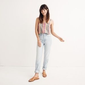 Rainbow striped linen tank blouse